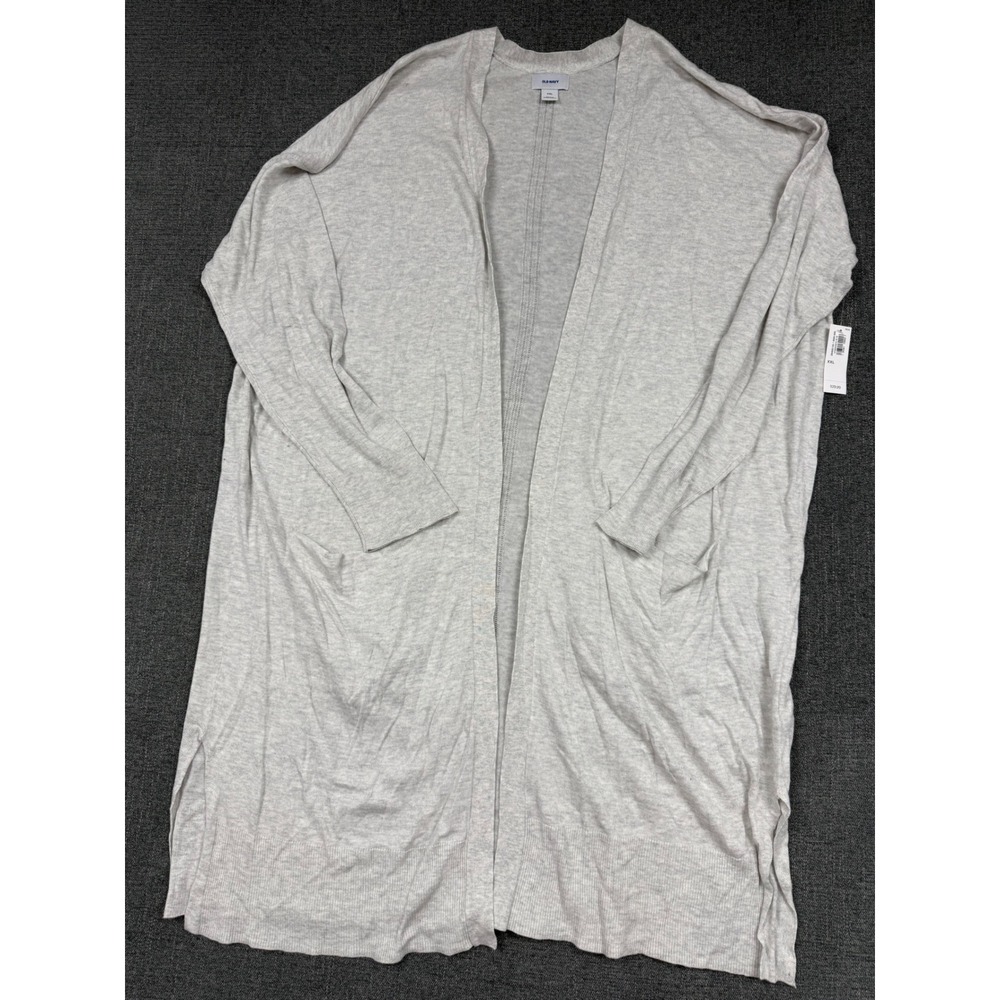 Old Navy Womens XXL Gray Heathered Open Front Longline Cardigan Pockets 284683